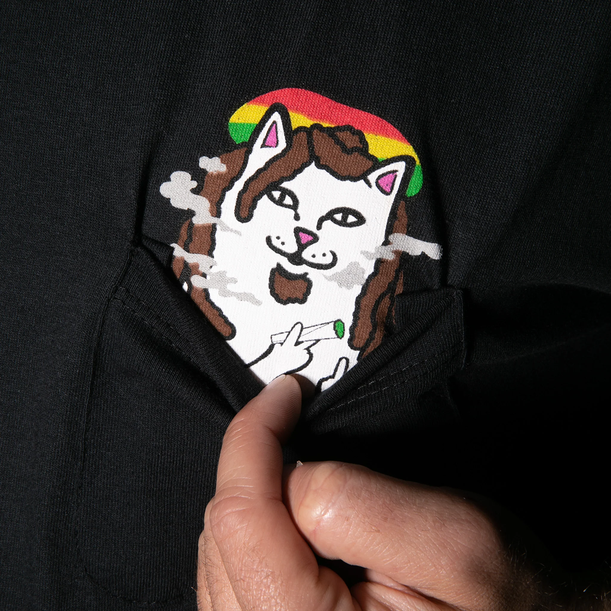 Smoking Rasta Lord Nermal Pocket Tee (Black) - Image 2
