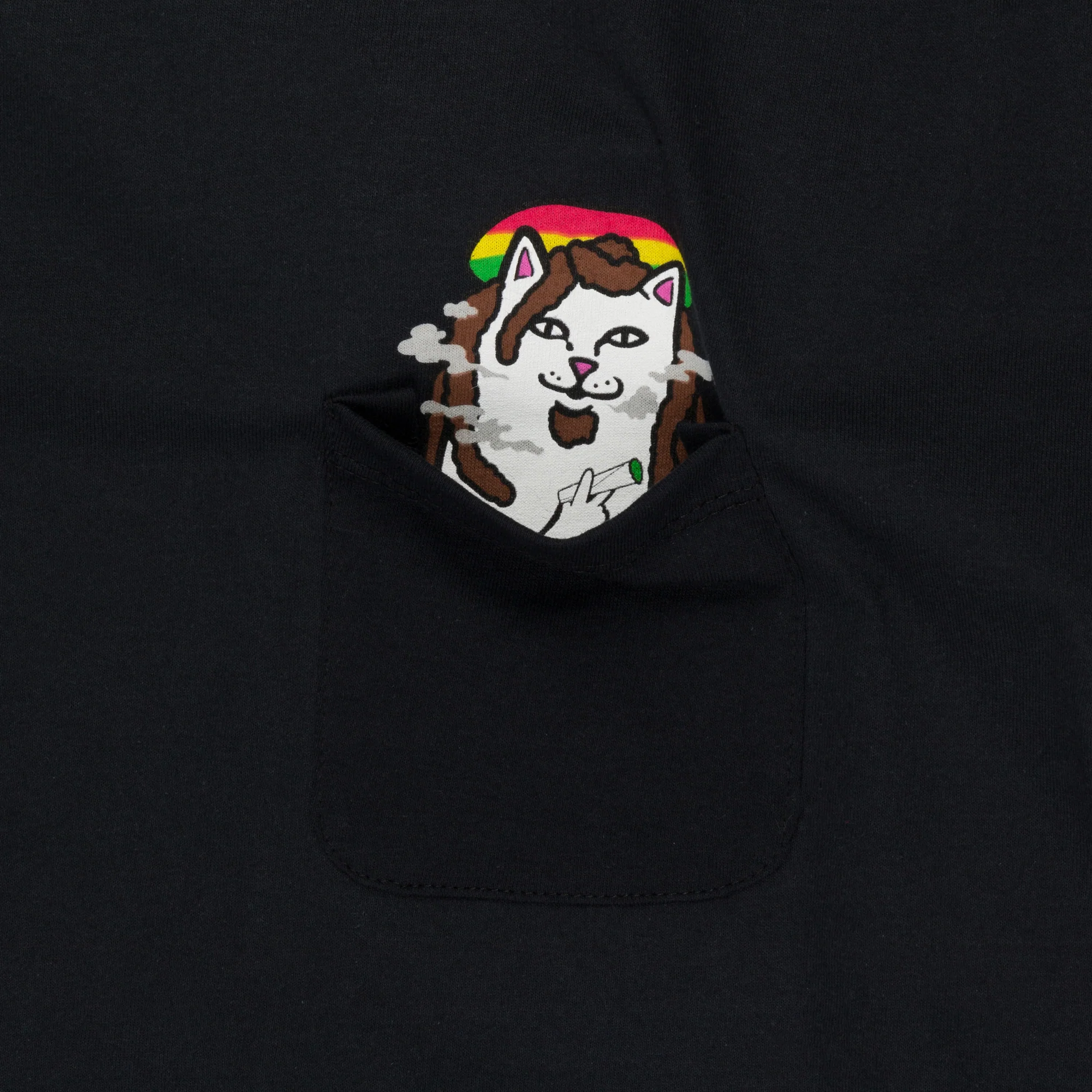 Smoking Rasta Lord Nermal Pocket Tee (Black) - Image 3