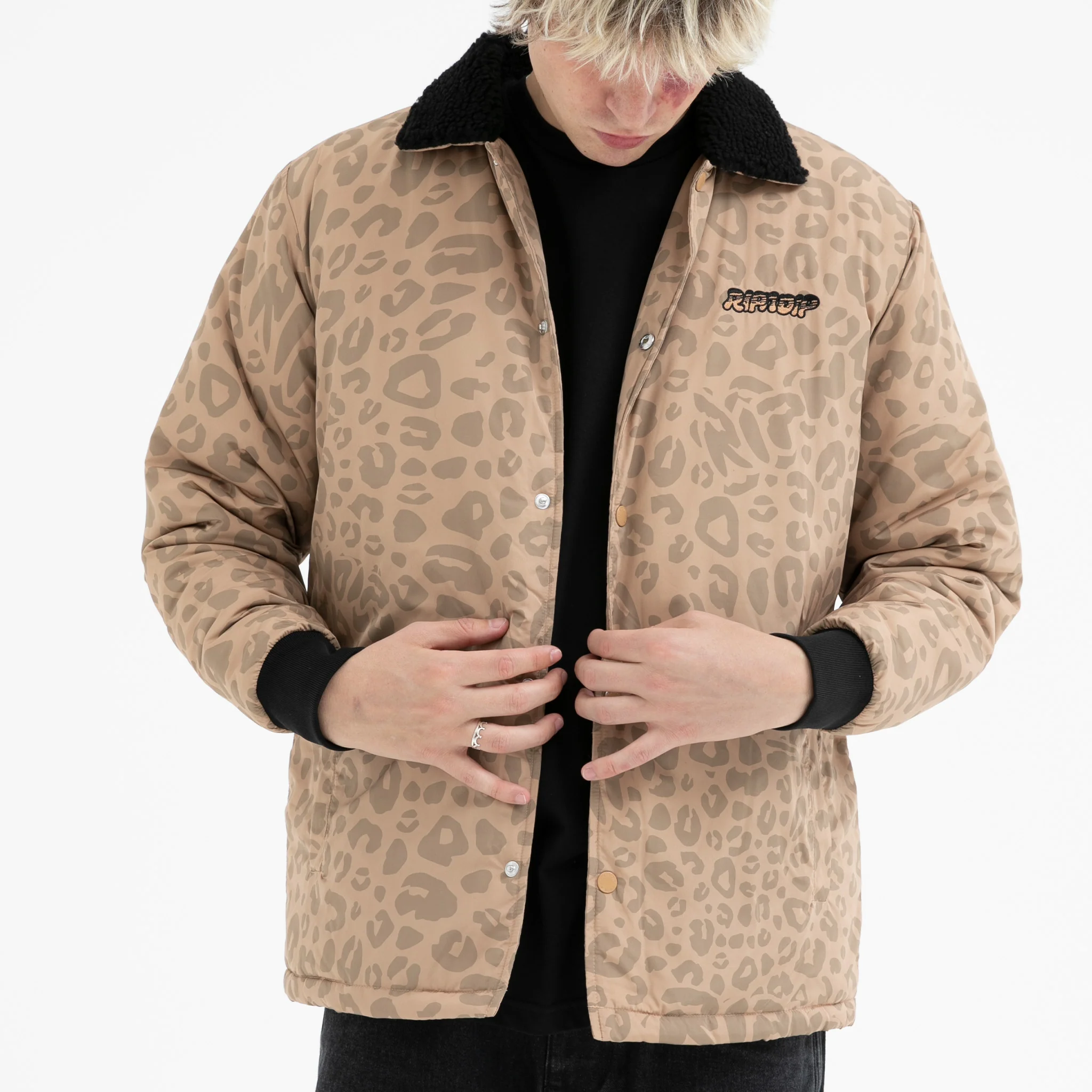 Spotted Button Down Jacket (Tan) - Image 3