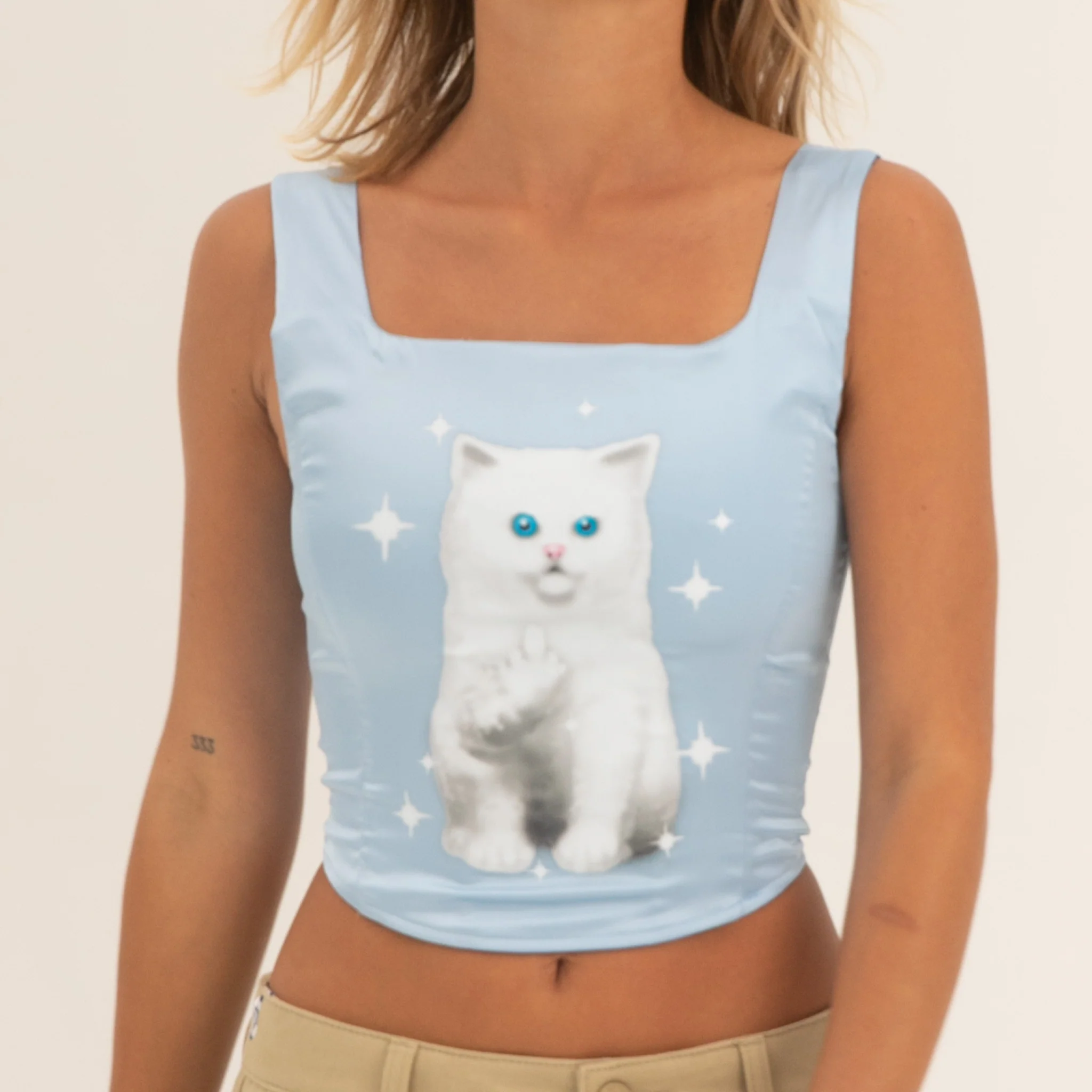 Sprinkles Satin Corset Top (Light Blue) - Image 2