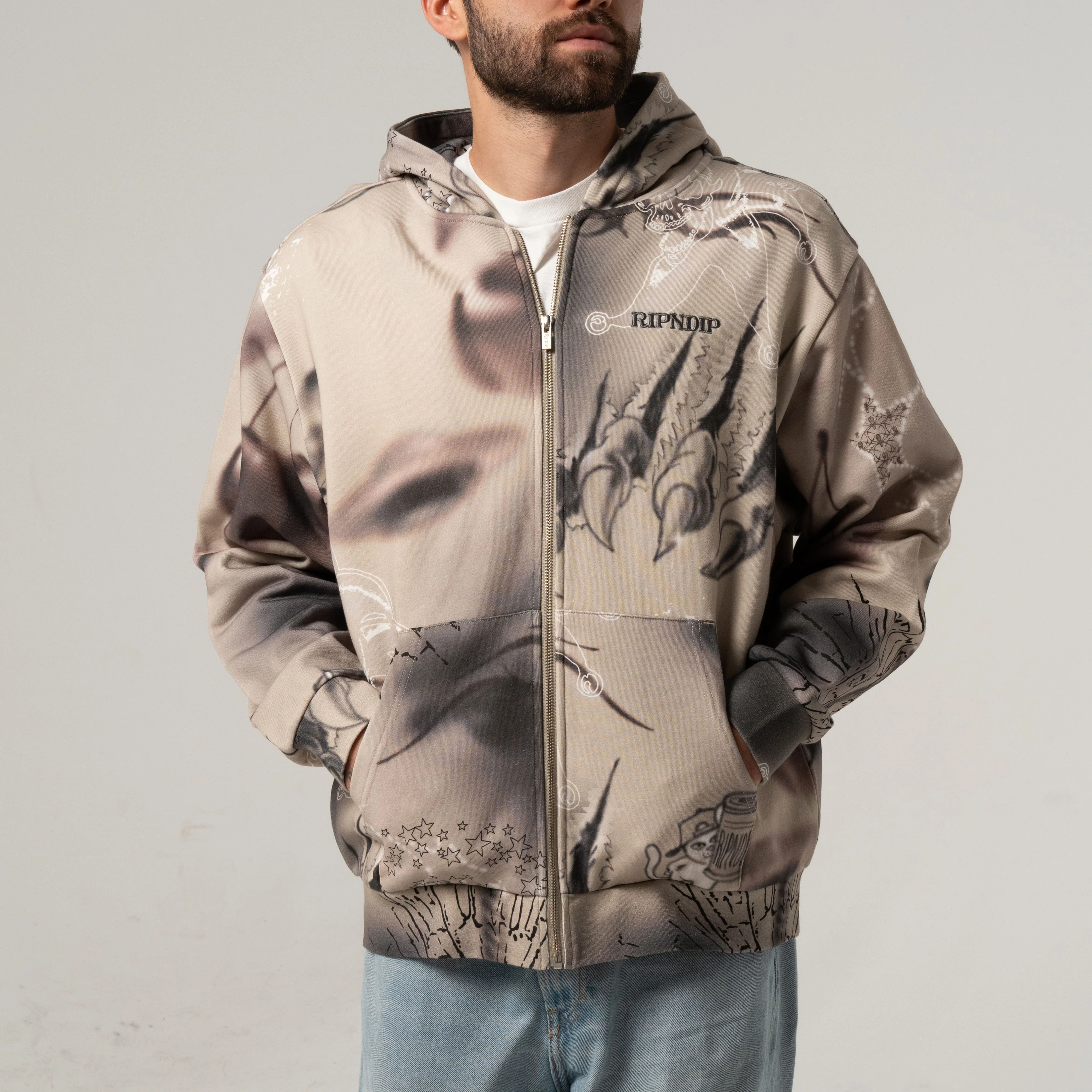Stargazing Zip Up Hoodie (Off White) - Image 2