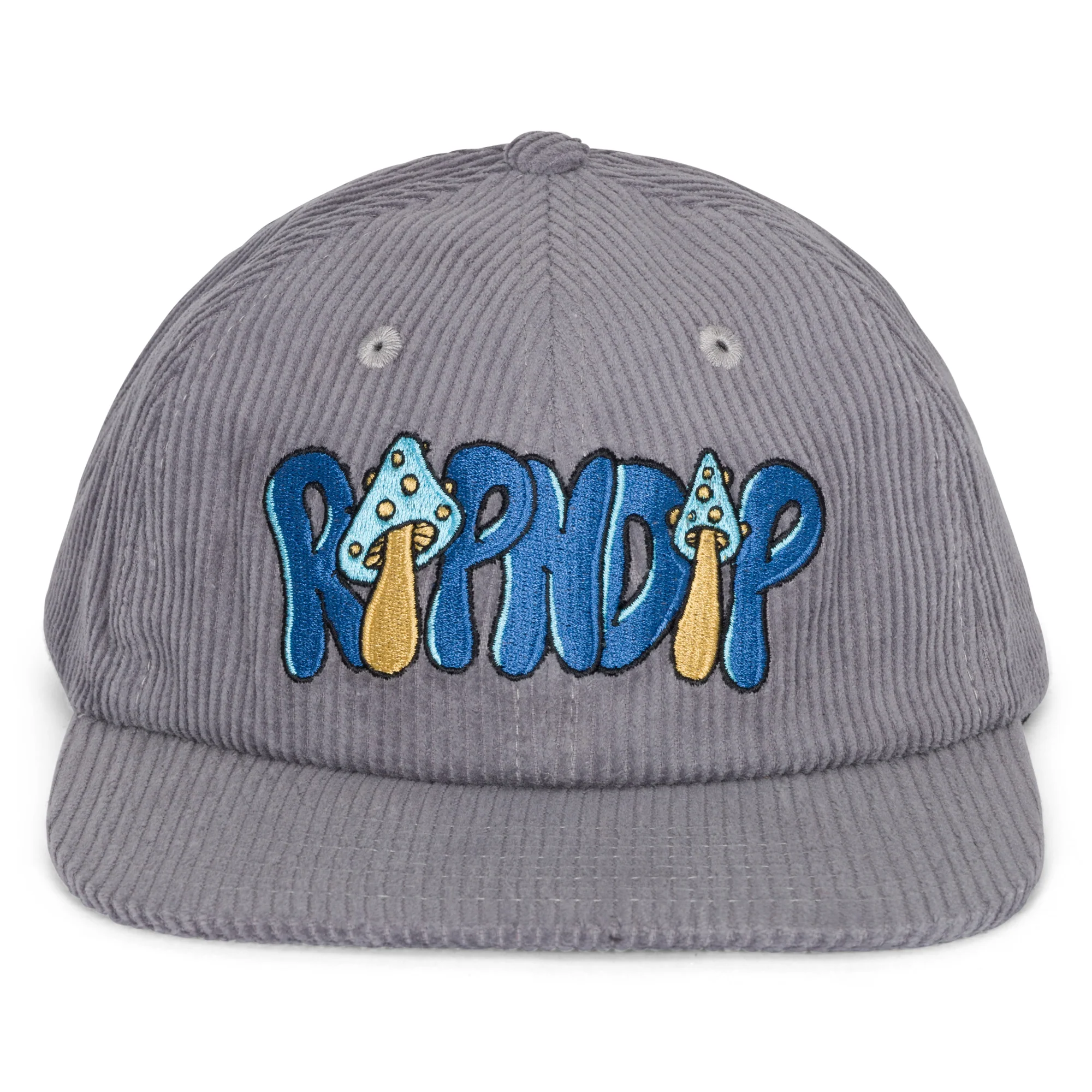 Toadstool Corduroy Velcro 6 Panel Hat (Grey) - Image 5