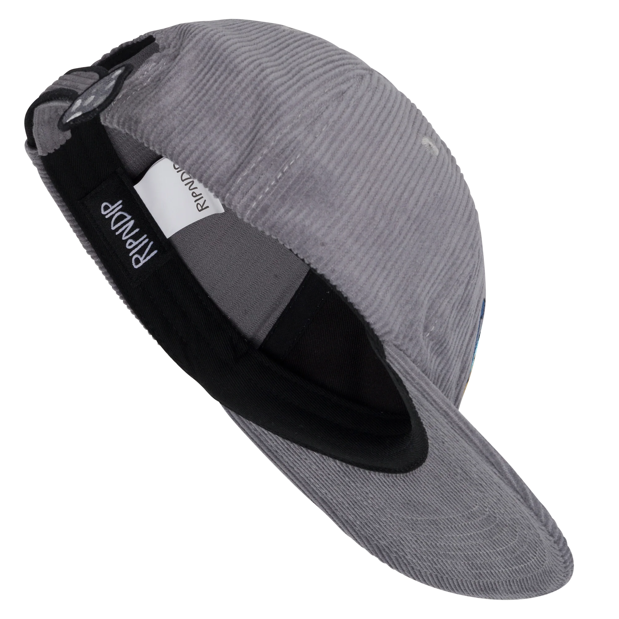 Toadstool Corduroy Velcro 6 Panel Hat (Grey) - Image 6