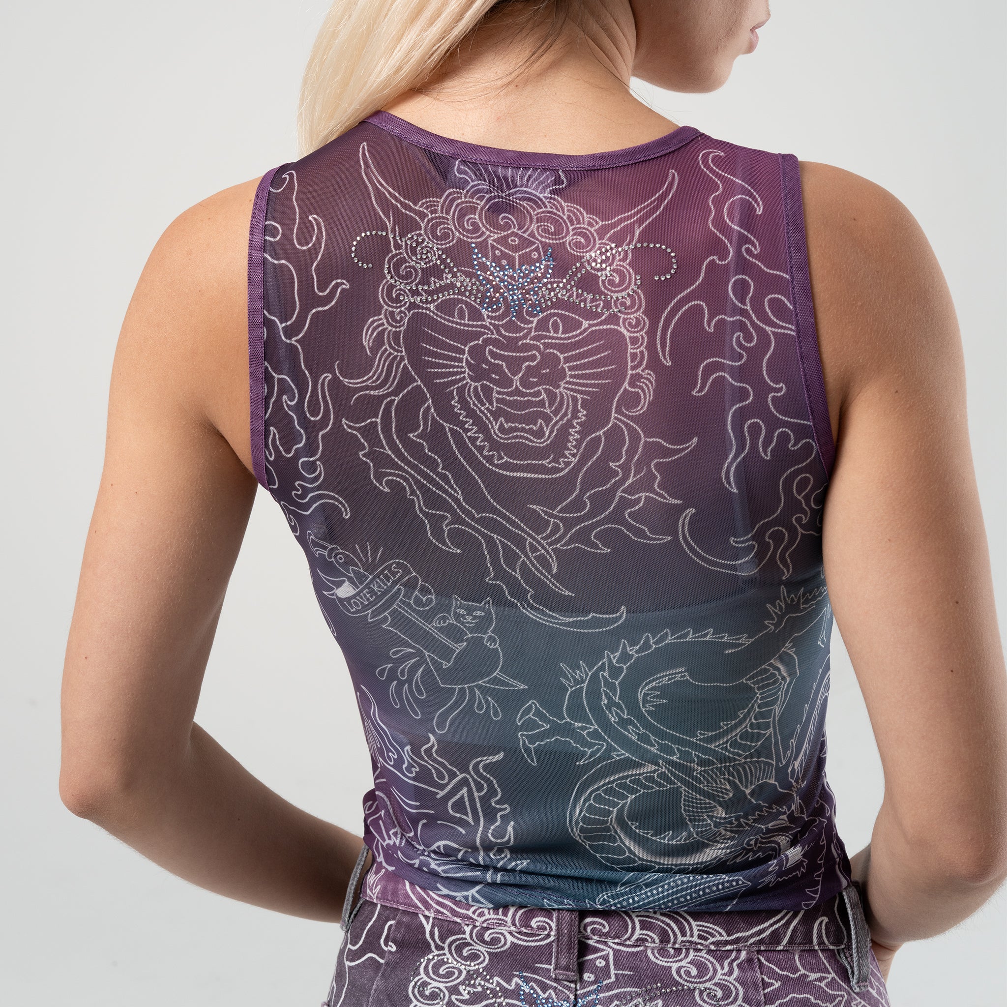Trace Mesh Cropped Tank (Multi) - Image 3