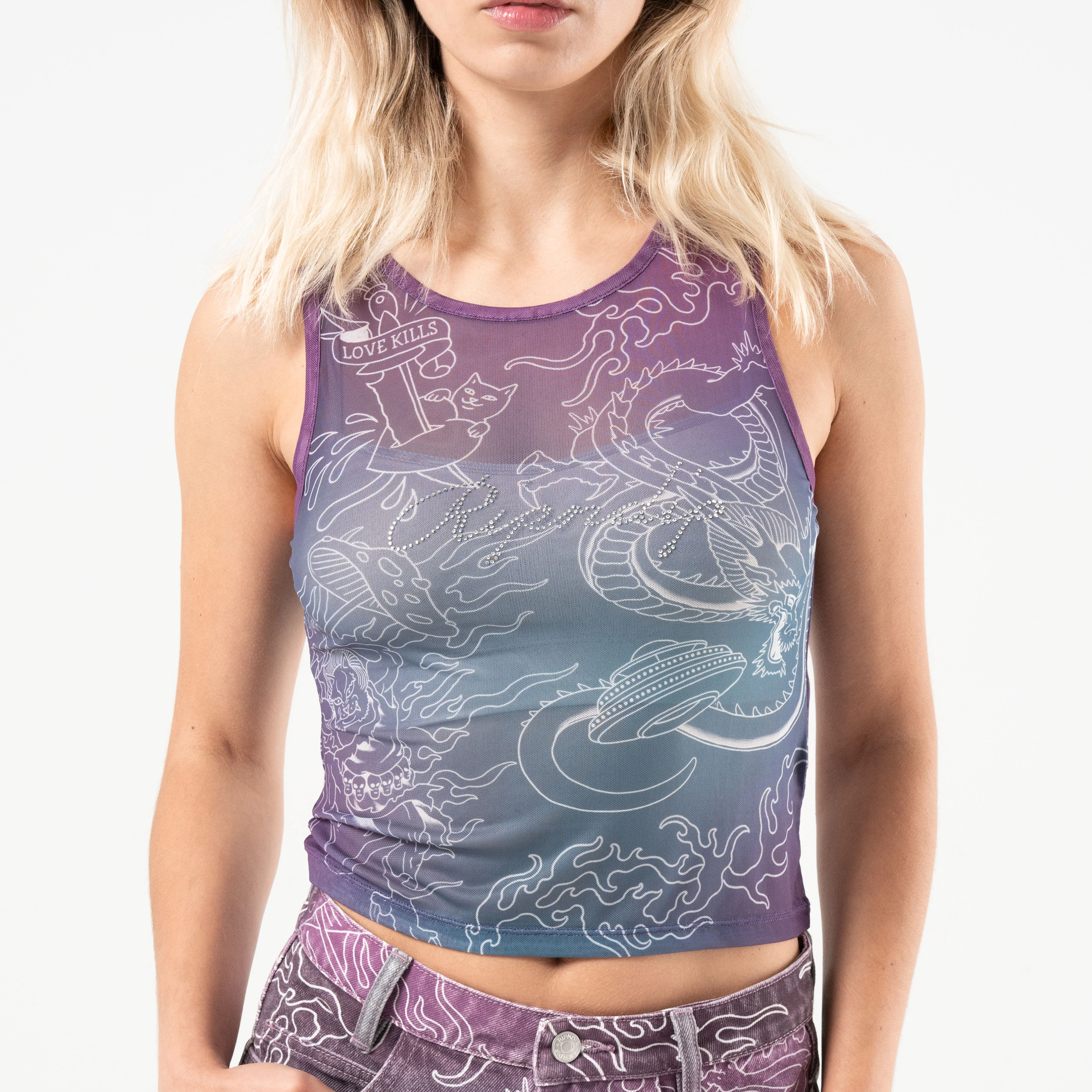 Trace Mesh Cropped Tank (Multi) - Image 4