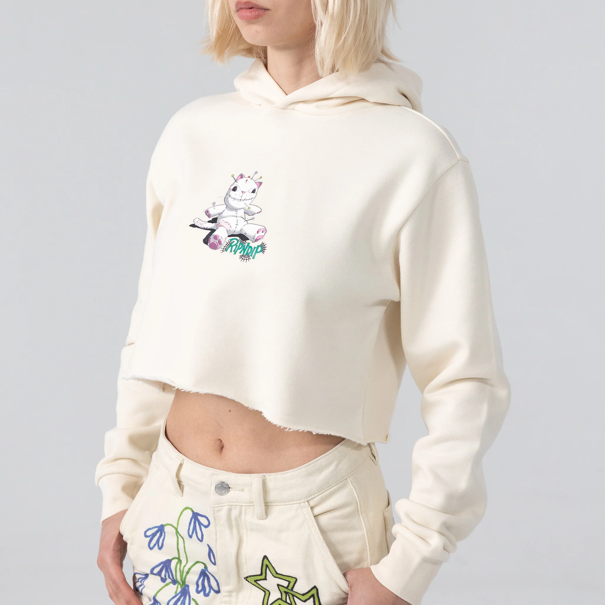 Travis Cropped Hoodie (Natural) - Image 2