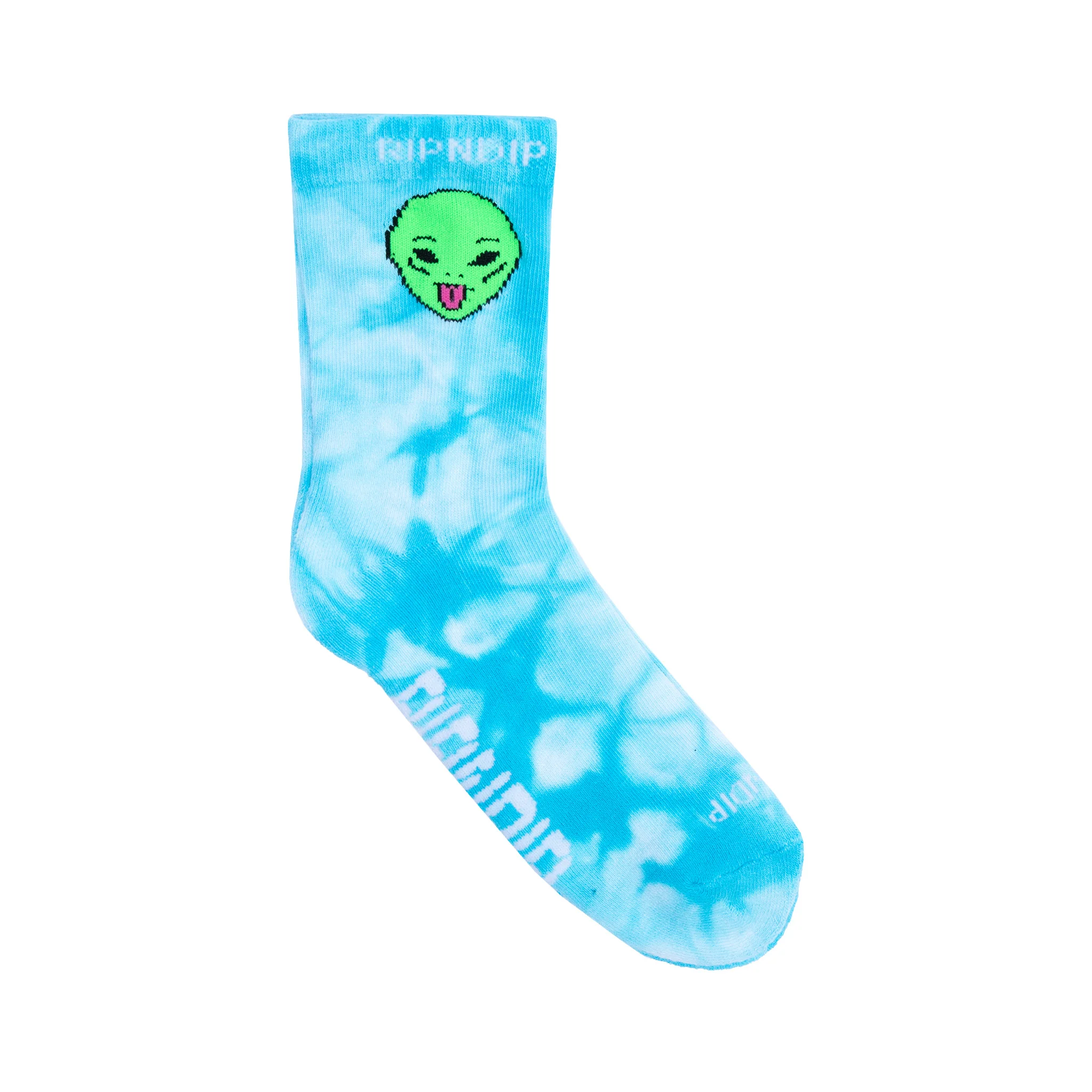 We Out Here Mid Socks (Light Blue Tie Dye)