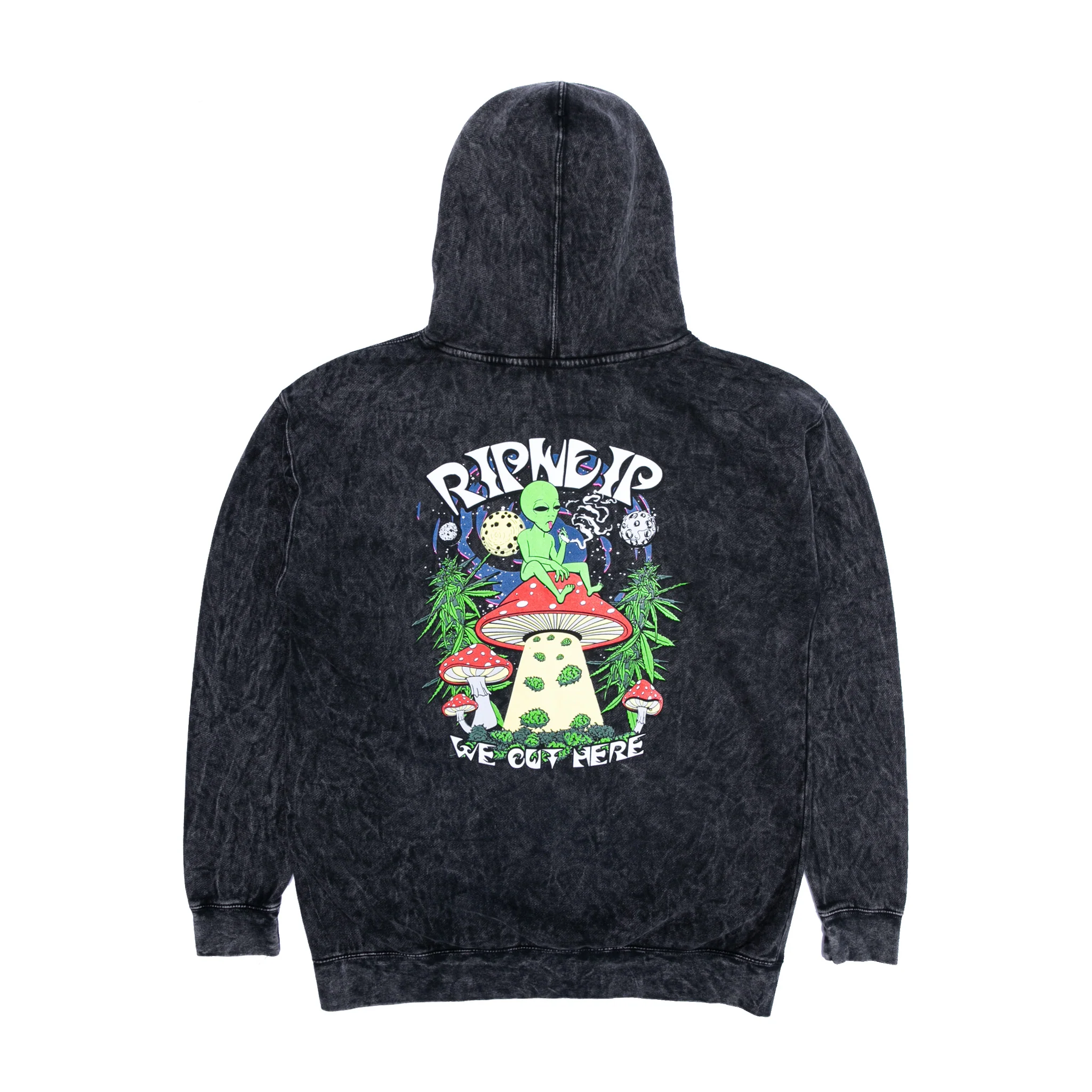 We Out Here Smoking Hoodie (Black Mineral Wash)