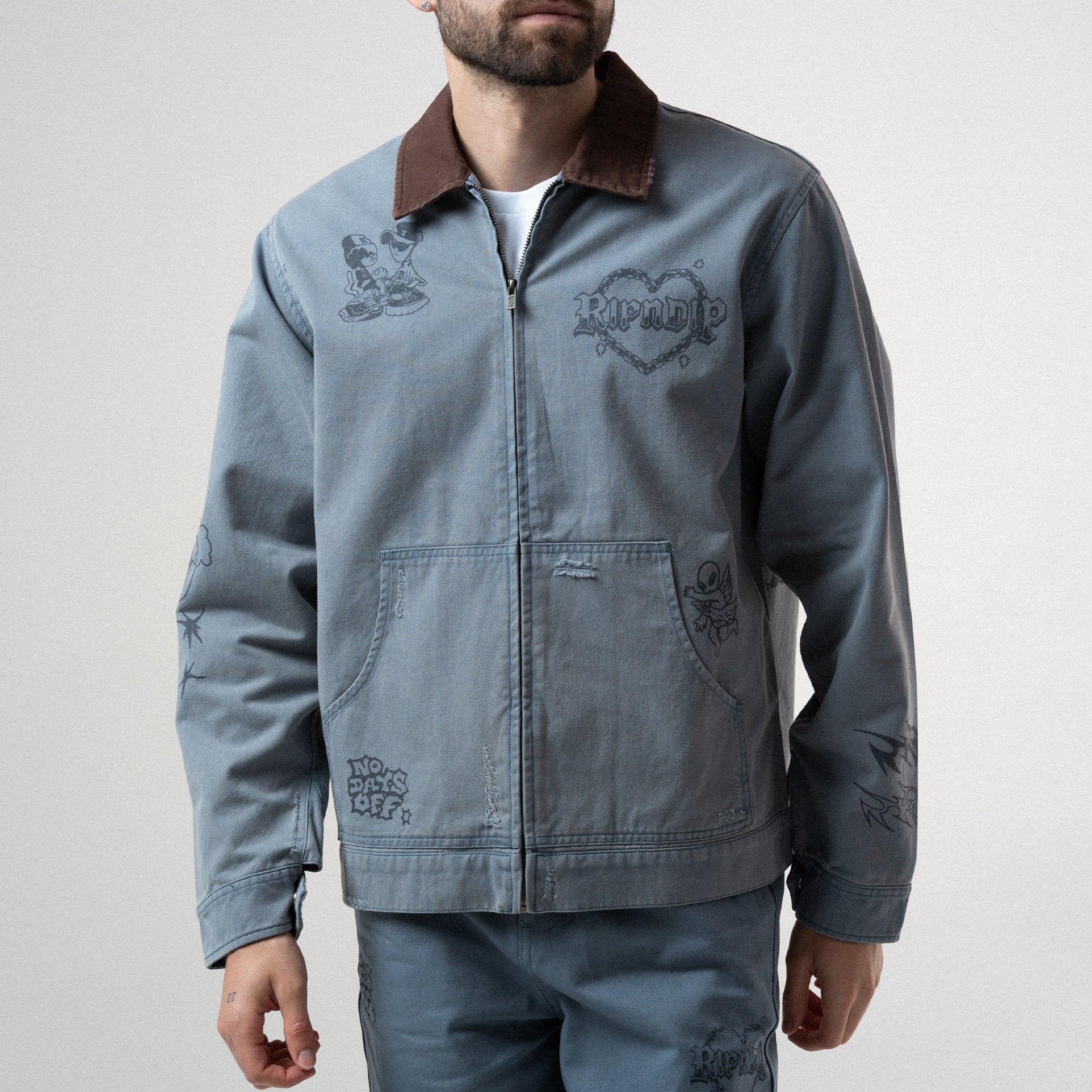 Westside Zip Up Work Jacket (Slate) - Image 2