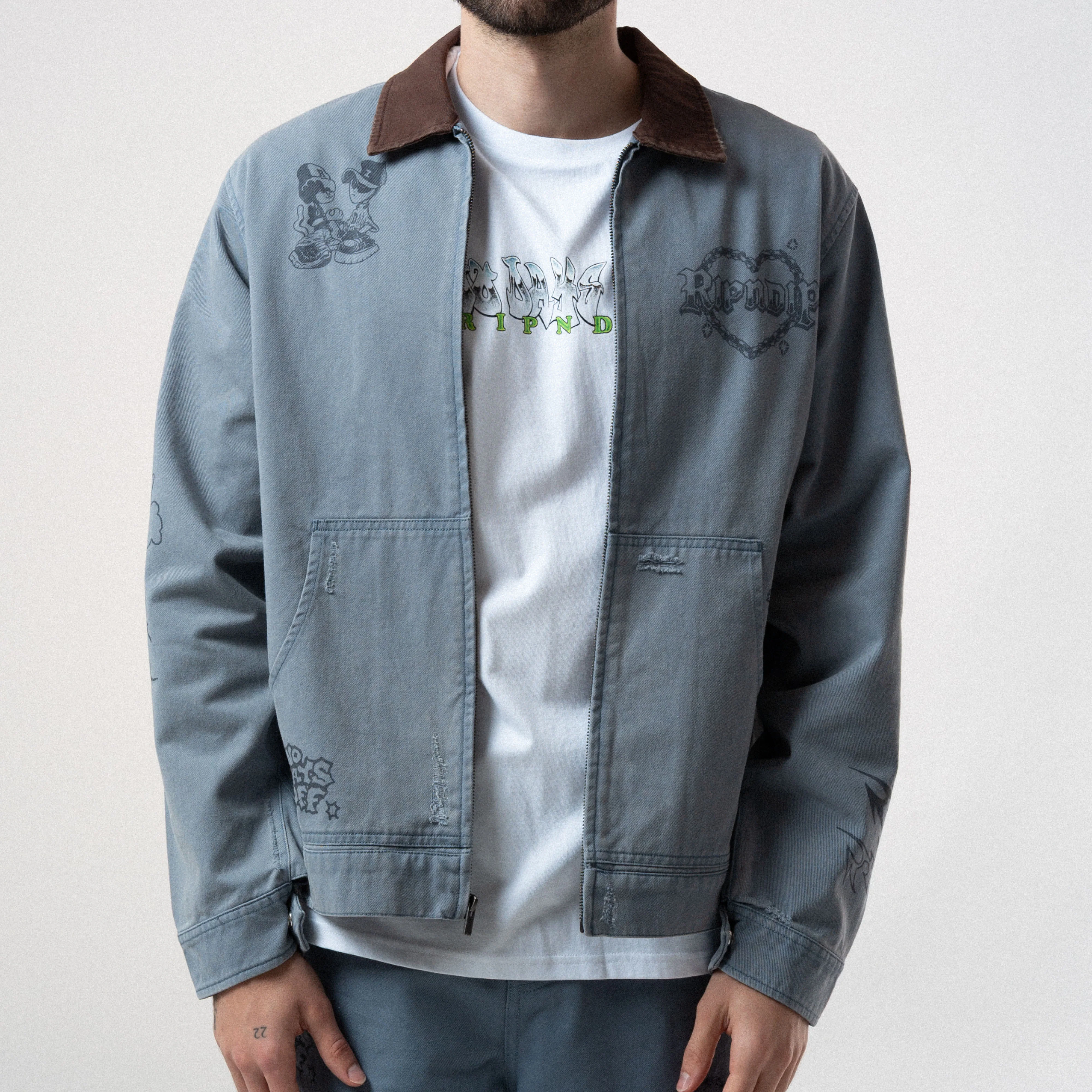 Westside Zip Up Work Jacket (Slate) - Image 6