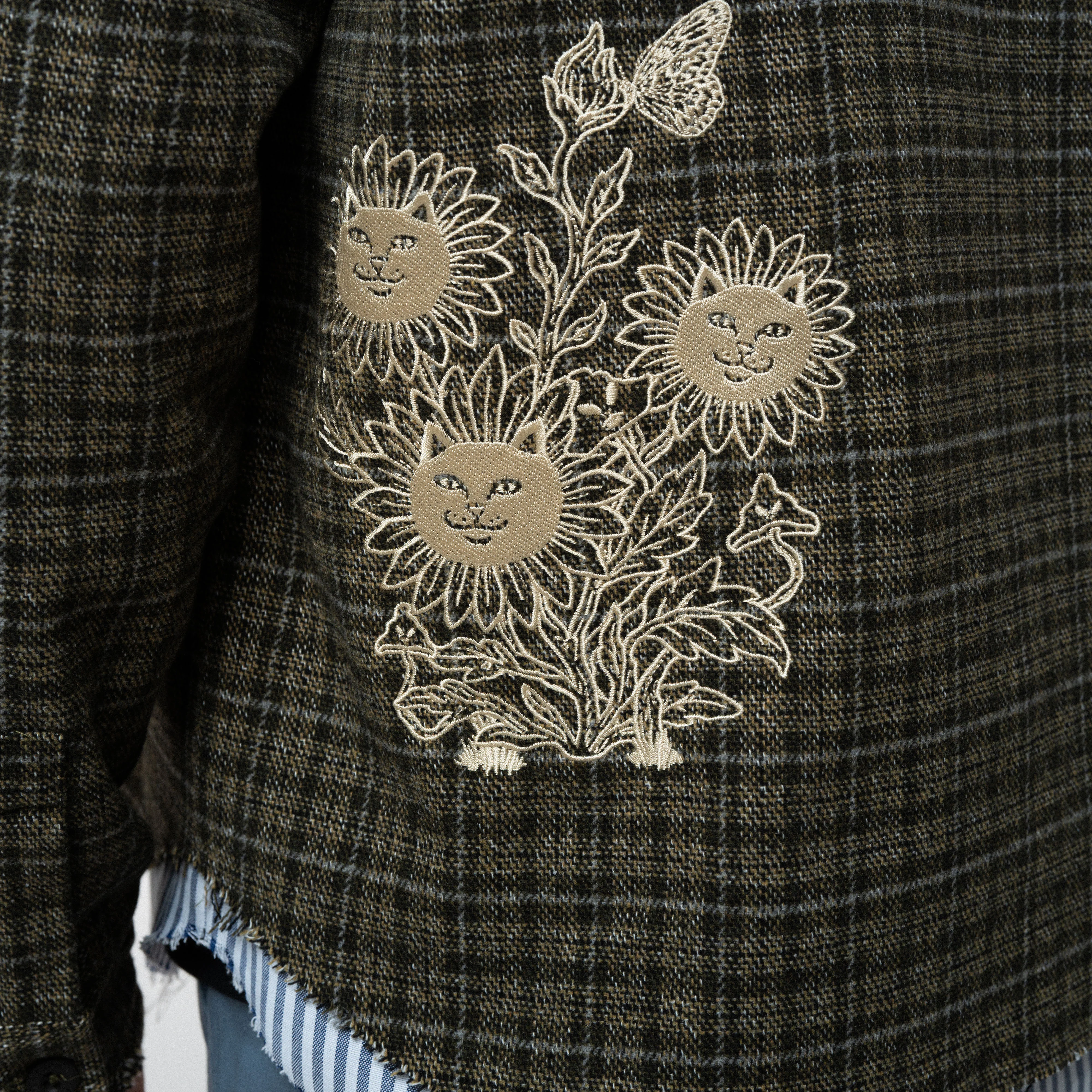 Where The Flowers Bloom Flannel Jacket (Olive) - Image 6