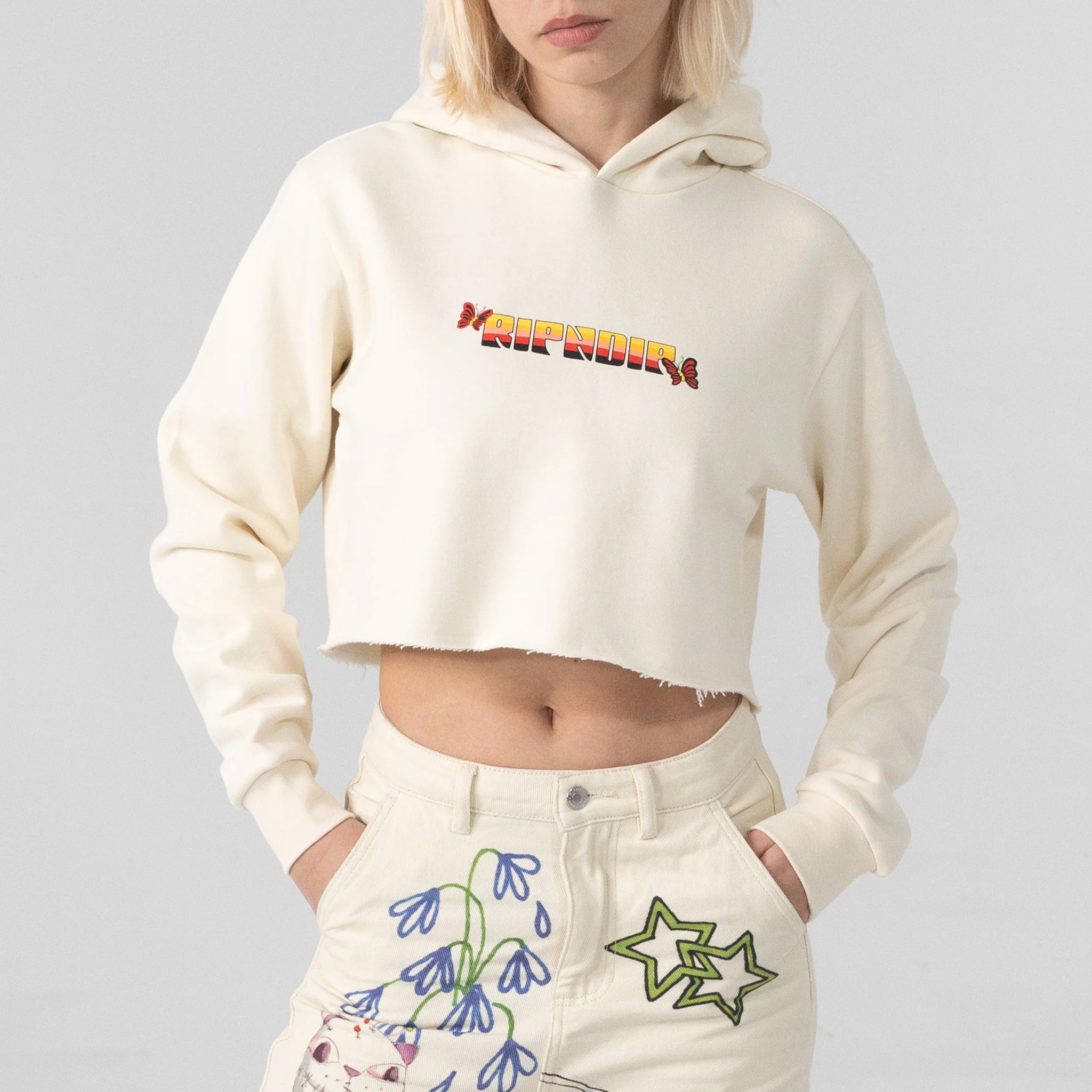 You Love Me Cropped Hoodie (Natural) - Image 2